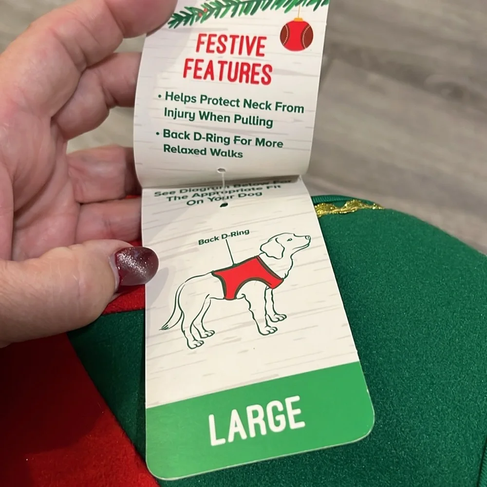 Merry & Bright Elf Christmas dog hooded comfort vest harness size L